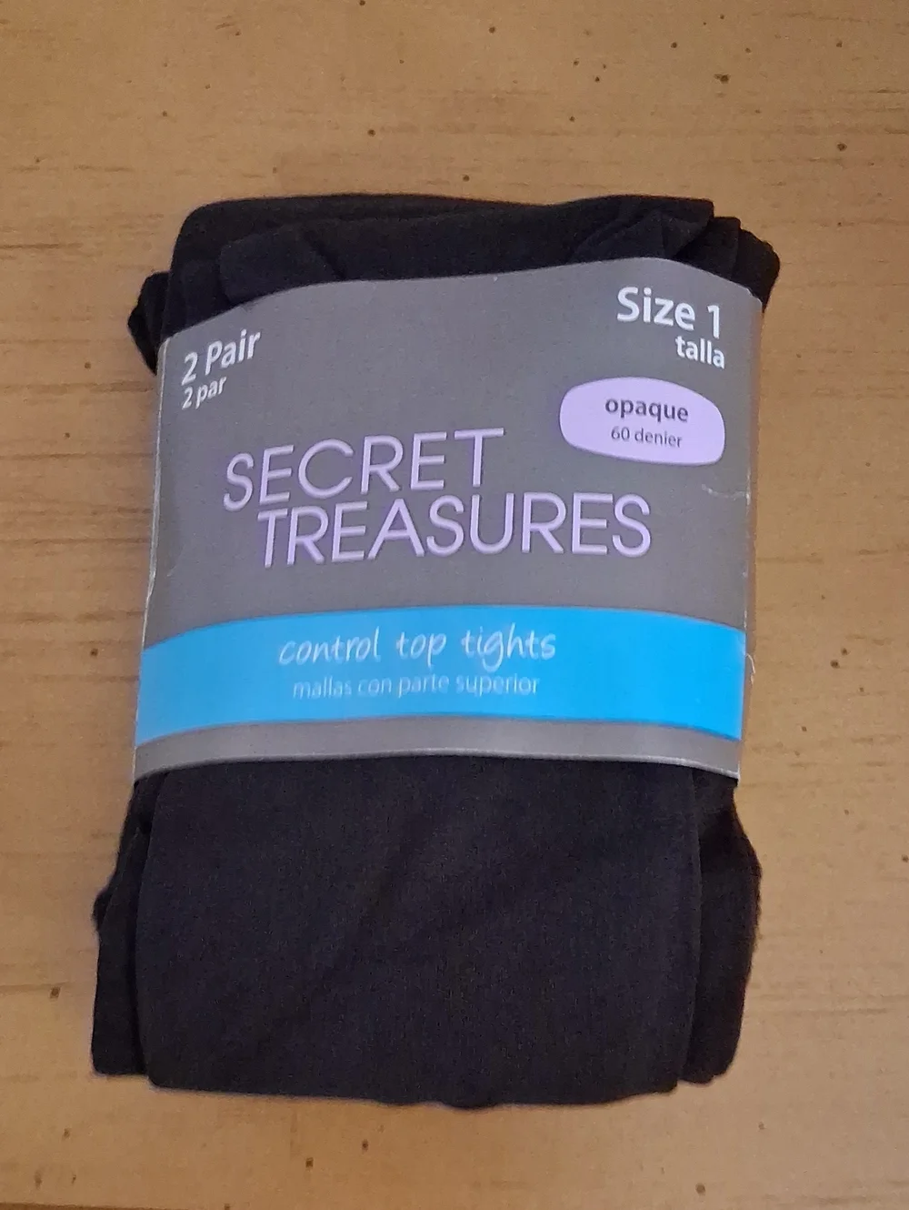 Secret Treasures Black Girls' Control Top Tights - 2 Pair